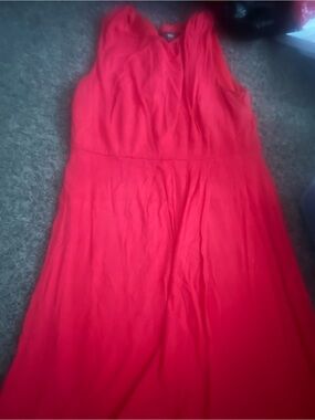 Sleeveless Red Maxi Dress with V-Neck